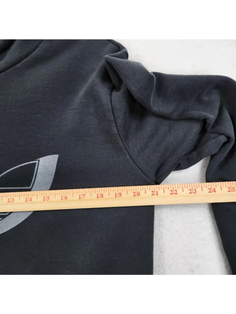 Adidas Sweater Mens Medium Washed Black Trefoil Hoodie Pullover Sweatshirt